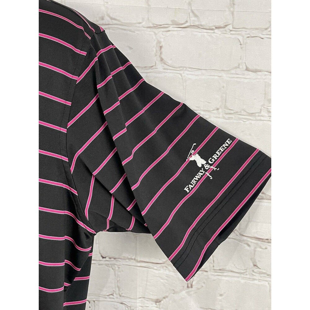 Fairway & Greene "Golfweek" Polo Shirt Men's Black w/Purple Stripes Size XL - Picture 8 of 11